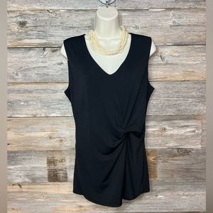 Ann Taylor Twist Front V Neck Classic Tank Top Blouse Small Black 💗